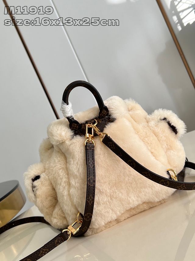 Louis vuitton original shearling nano teddy backpack M11919 white