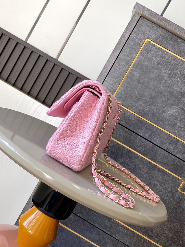 CC original tweed medium flap bag A01112 pink