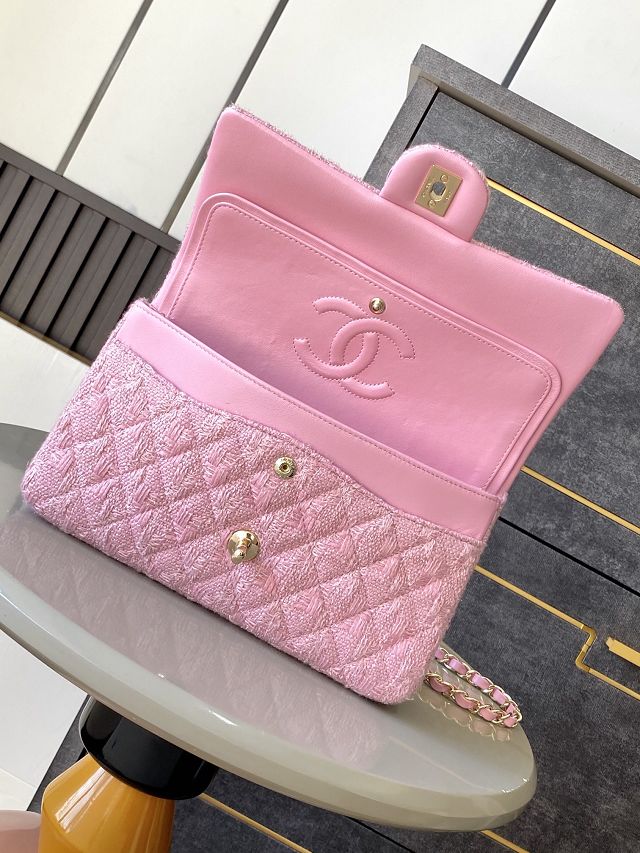 CC original tweed medium flap bag A01112 pink