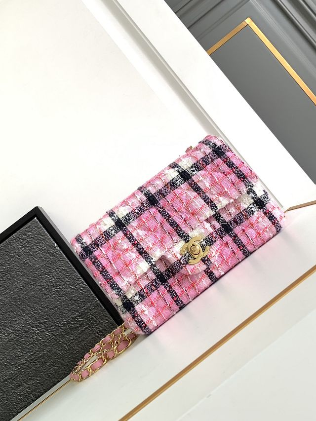 CC original tweed mini flap bag A69900 pink&black