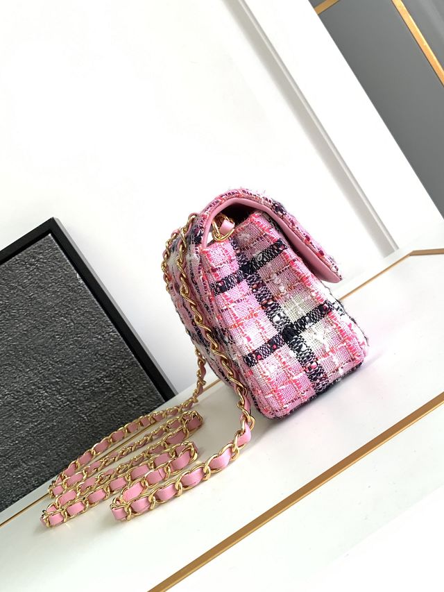 CC original tweed mini flap bag A69900 pink&black