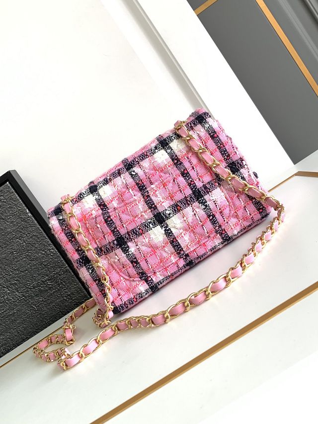 CC original tweed mini flap bag A69900 pink&black