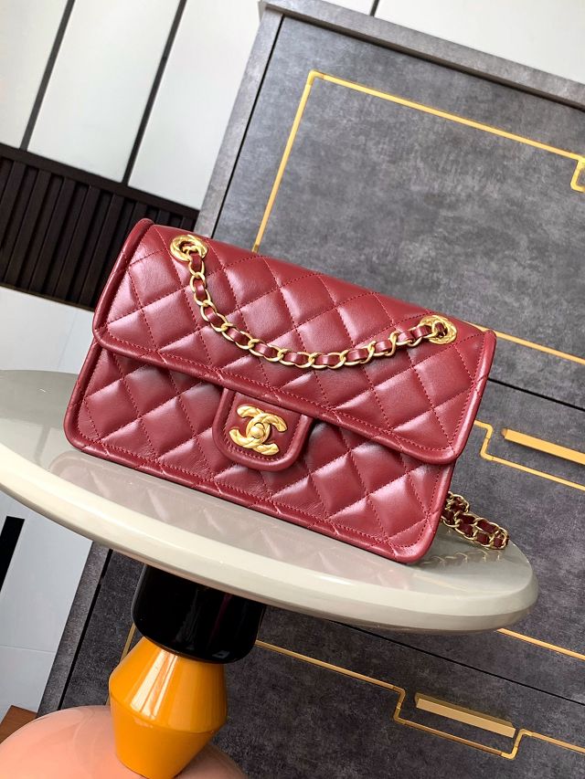 2025 CC original calfskin small flap bag AS4687 red