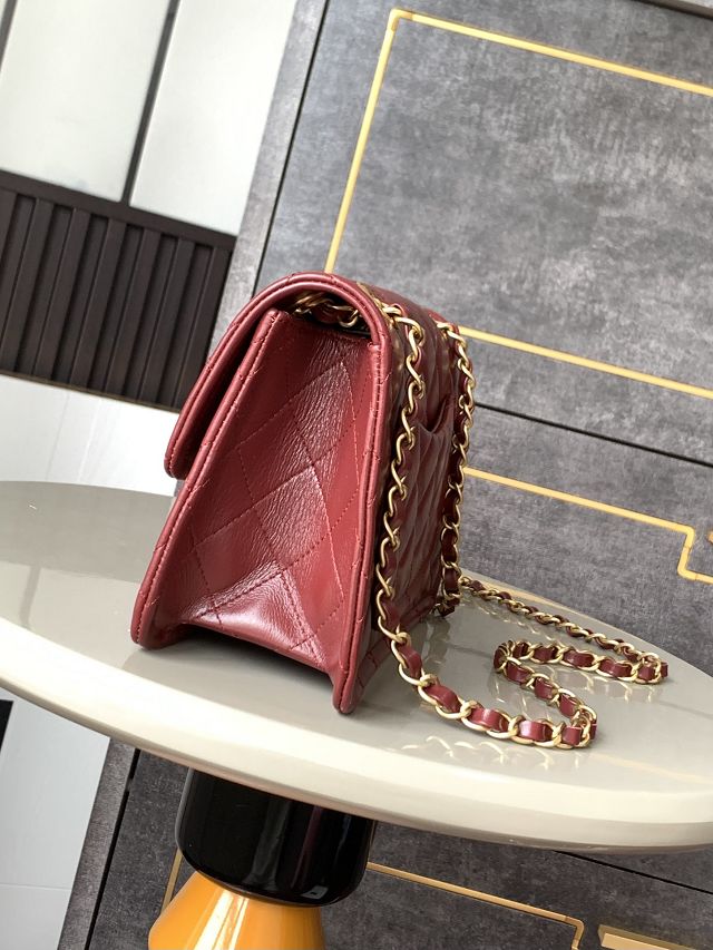 2025 CC original calfskin small flap bag AS4687 red