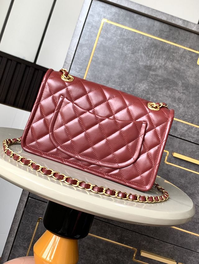 2025 CC original calfskin small flap bag AS4687 red