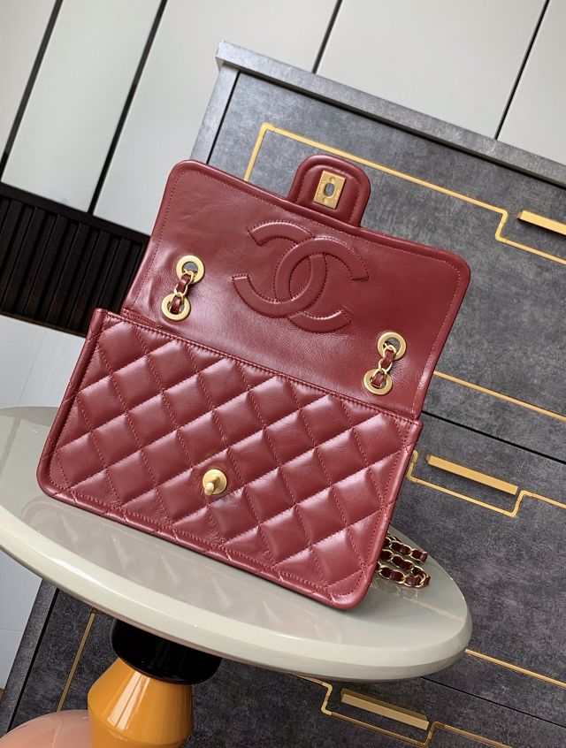 2025 CC original calfskin small flap bag AS4687 red