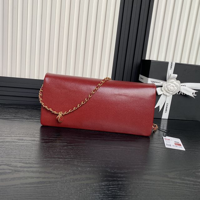 CC original grained calfskin flap bag AS5182 red