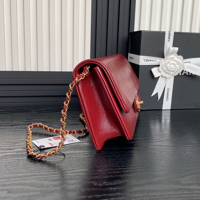 CC original grained calfskin flap bag AS5182 red