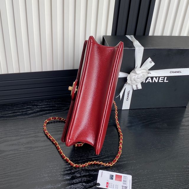 CC original grained calfskin medium flap bag AS5180 red