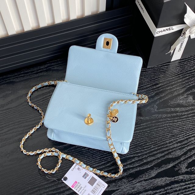 CC original grained calfskin mini flap bag AS5218 blue