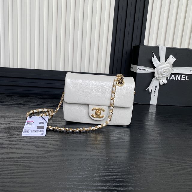 CC original grained calfskin mini flap bag AS5218 white