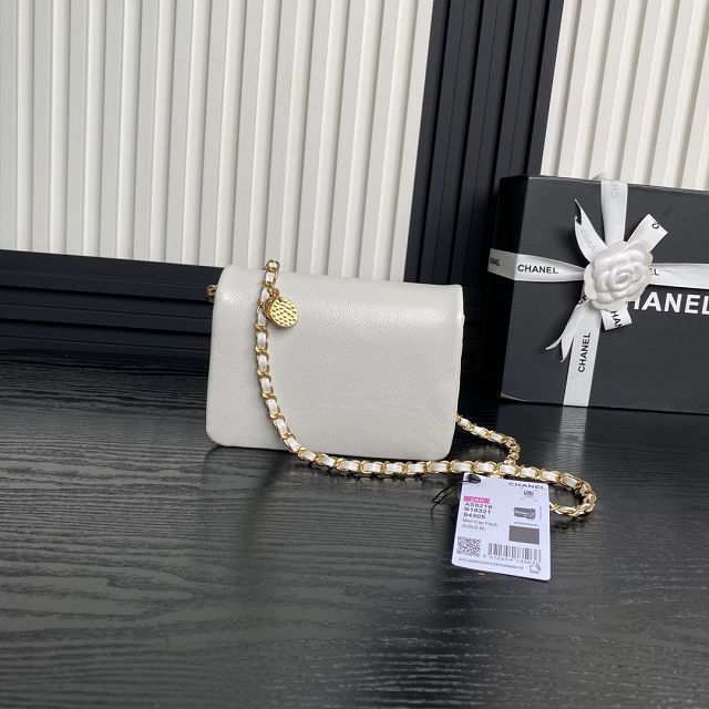 CC original grained calfskin mini flap bag AS5218 white