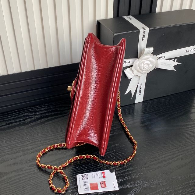 CC original grained calfskin small flap bag AS5186 red