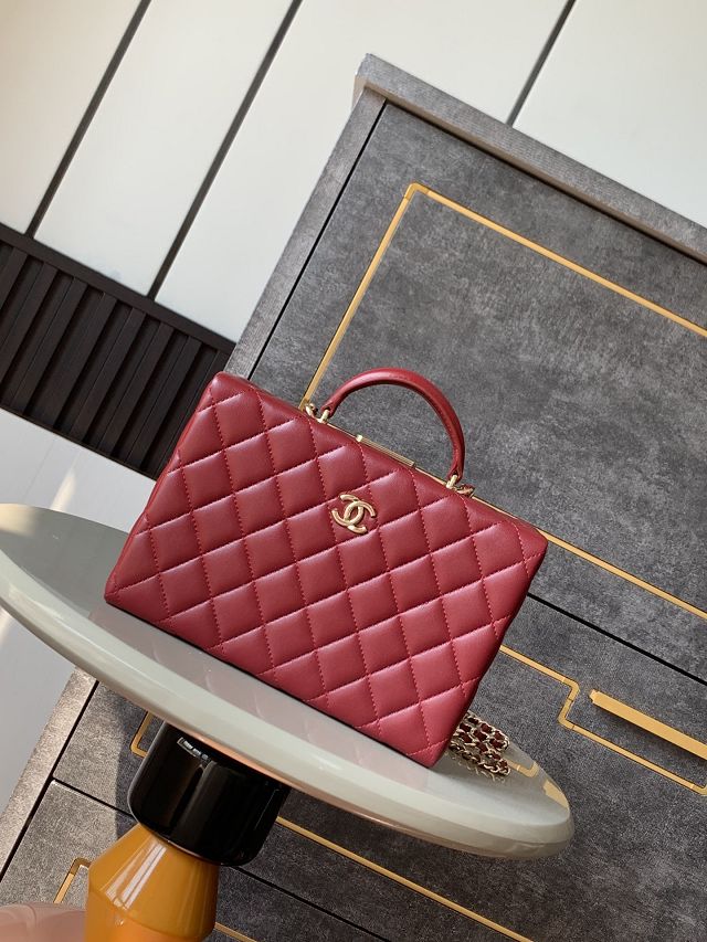 CC original lambskin box bag AS5168 bordeaux