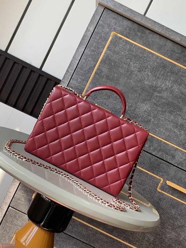 CC original lambskin box bag AS5168 bordeaux