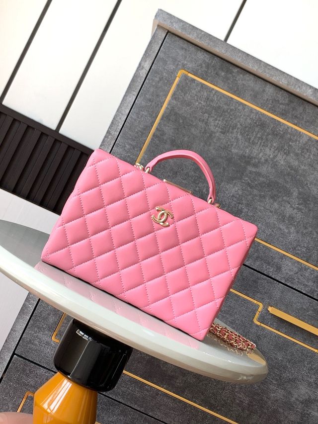 CC original lambskin box bag AS5168 pink