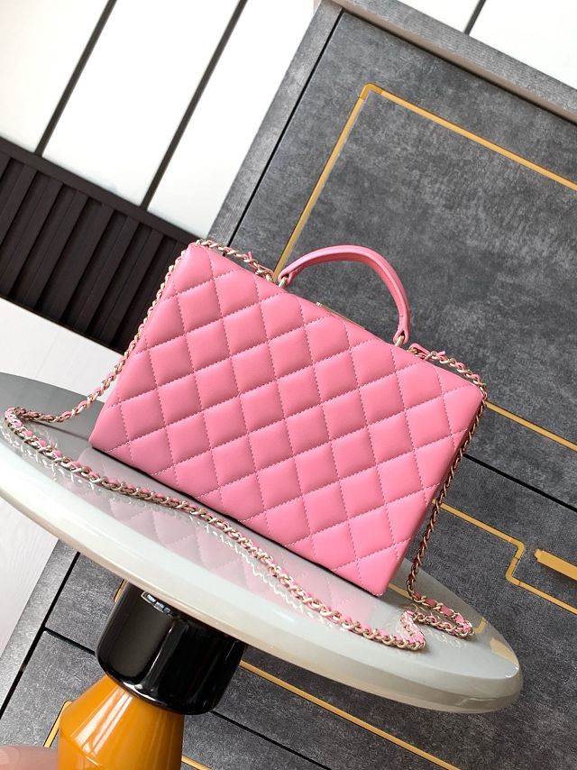 CC original lambskin box bag AS5168 pink