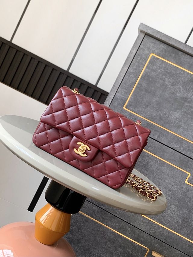 CC original lambskin mini flap bag A69900 wine