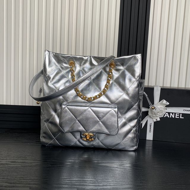 CC original lambskin shopping bag AS5315 silver