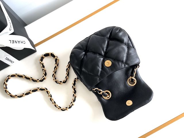 CC original lambskin small flap bag AS4661 black