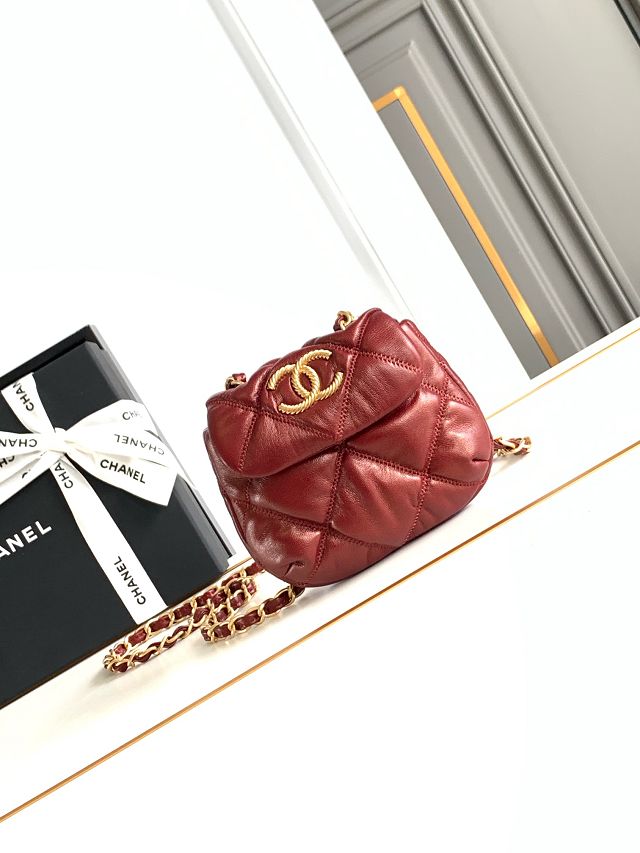 CC original lambskin small flap bag AS4661 red