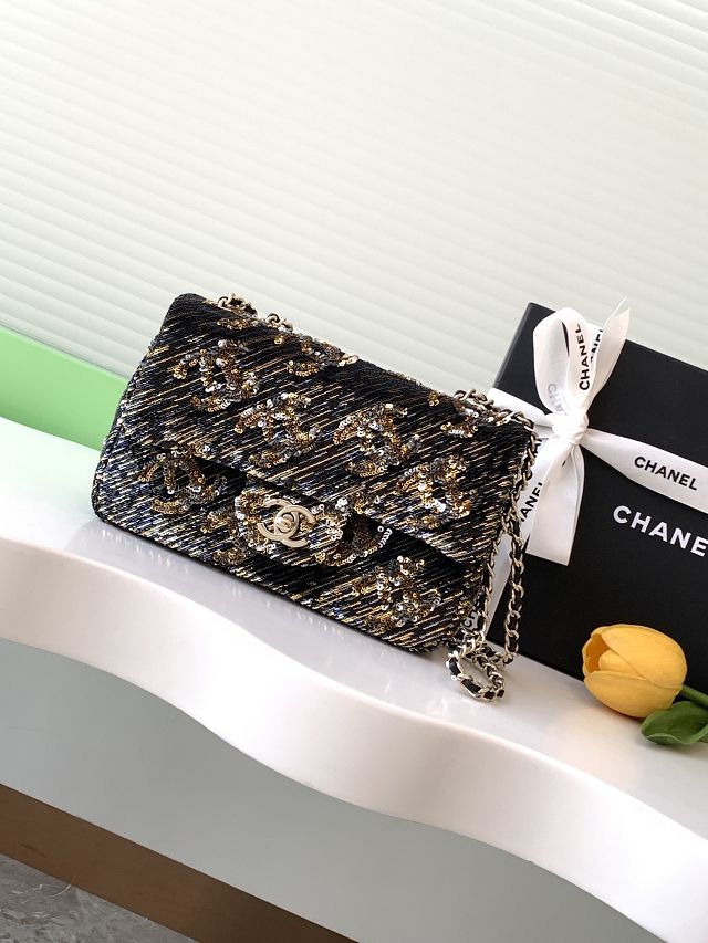 CC original sequins flap bag AS4561 black