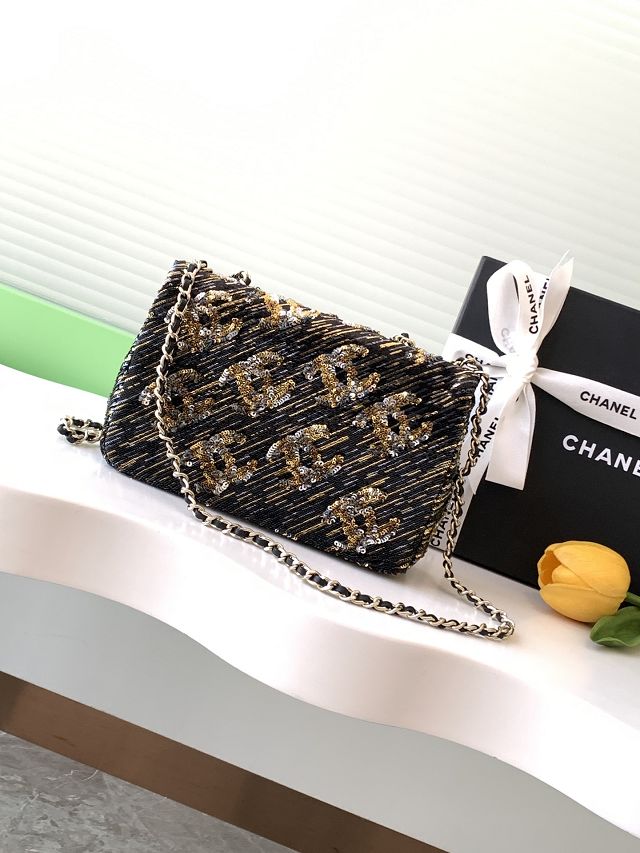 CC original sequins flap bag AS4561 black