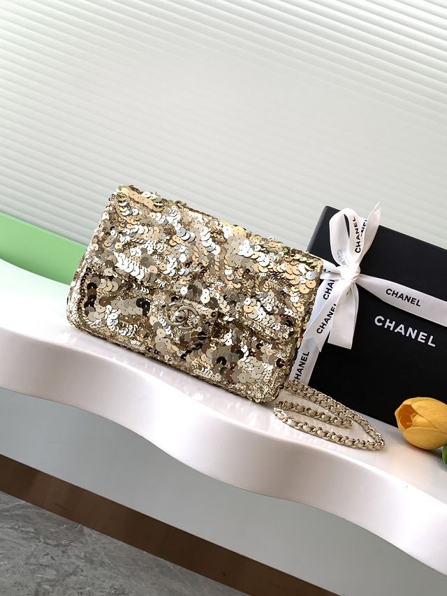 CC original sequins flap bag AS4561 gold