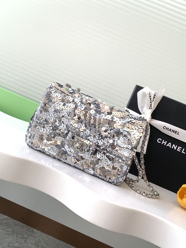 CC original sequins flap bag AS4561 silver