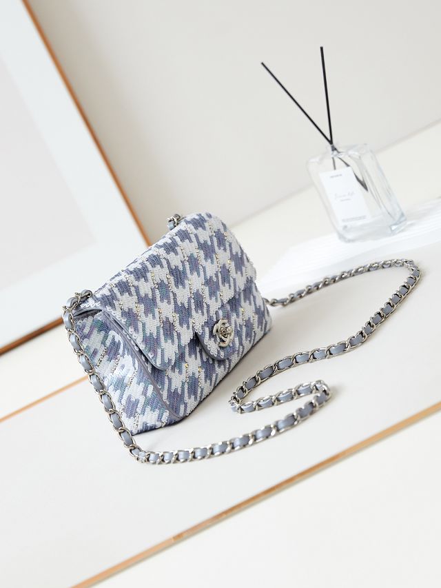 CC original sequins small flap bag AS4298 blue