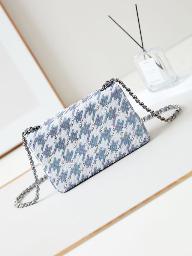 CC original sequins small flap bag AS4298 blue