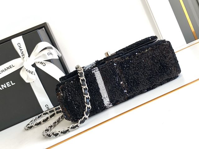 CC original sequins mini flap bag AS2090 black