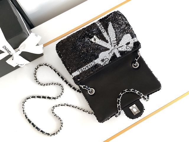 CC original sequins mini flap bag AS2090 black