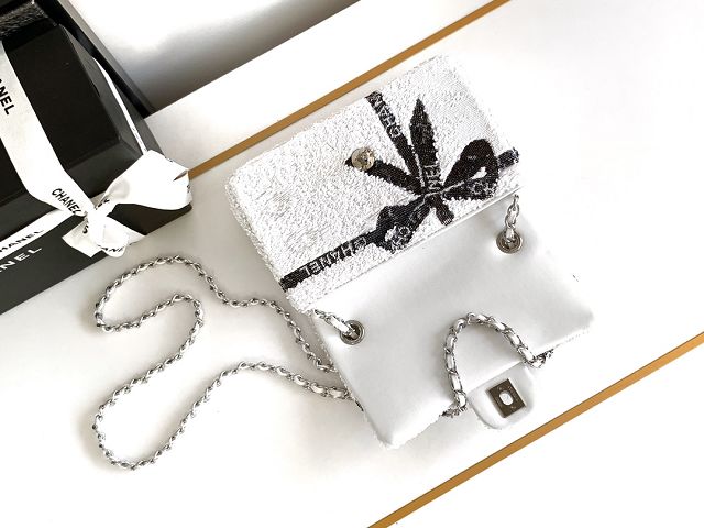 CC original sequins mini flap bag AS2090 white