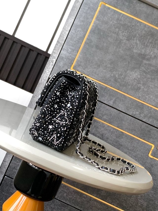 CC original sequins mini flap bag AS4561 black