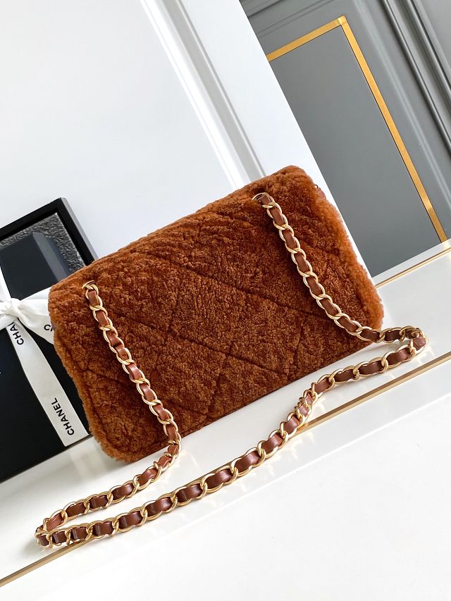 CC original shearling medium flap bag AS5149 brown