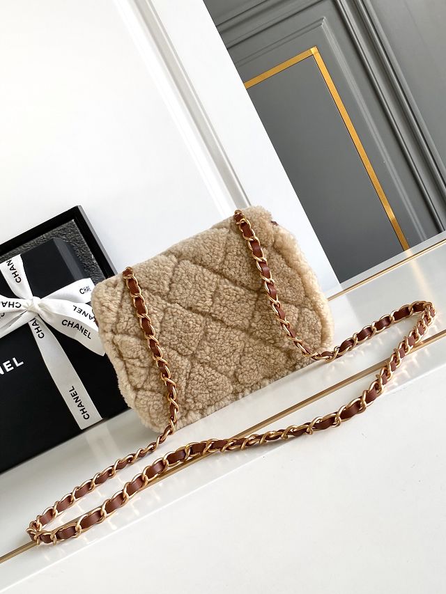 CC original shearling small flap bag AS5148 beige