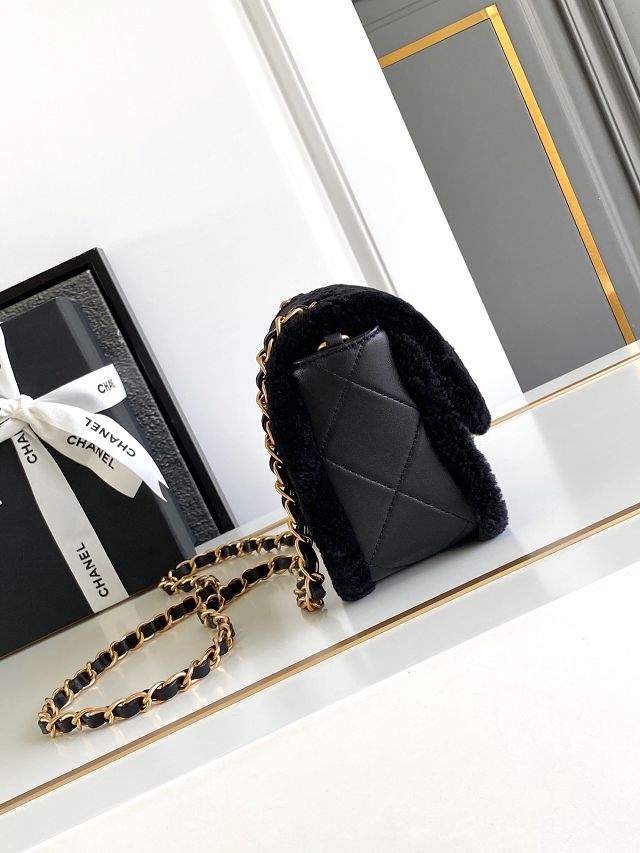 CC original shearling small flap bag AS5148 black