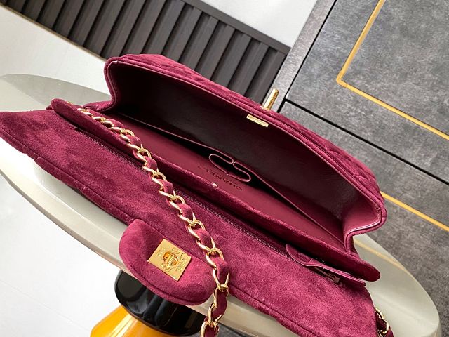 CC original suede calfskin medium flap bag A01112 bordeaux