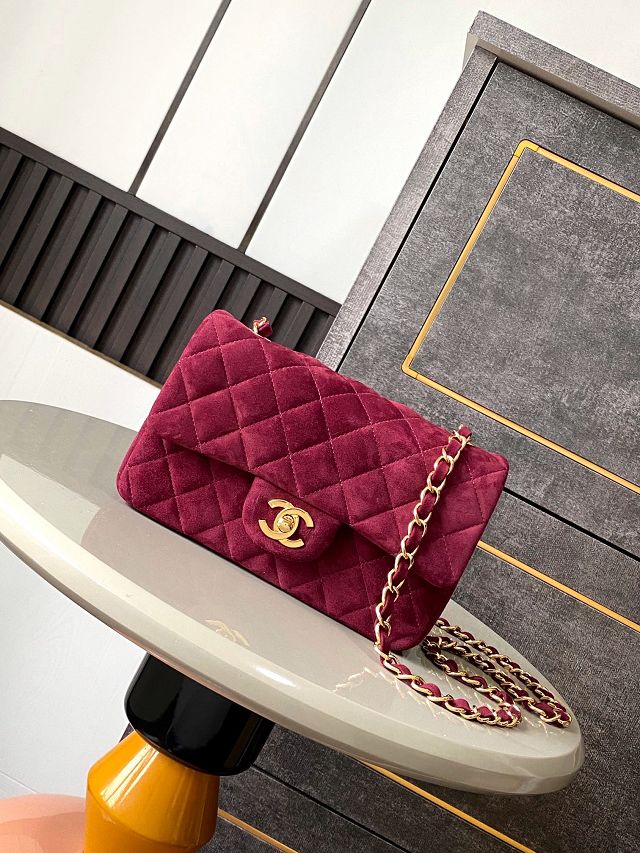 CC original suede calfskin mini flap bag A69900 bordeaux