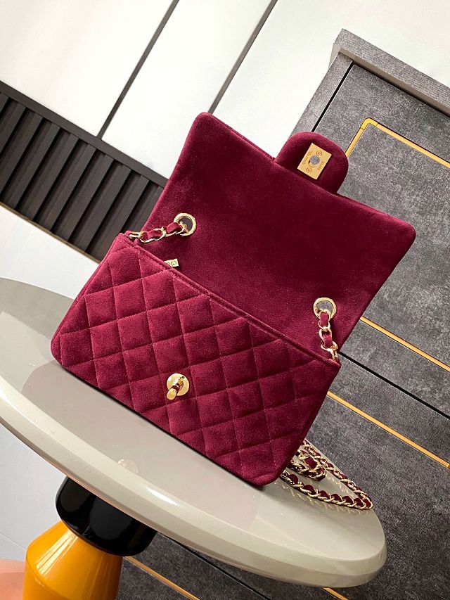 CC original suede calfskin mini flap bag A69900 bordeaux