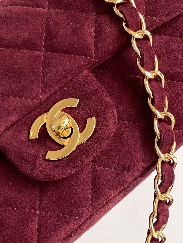 CC original suede calfskin mini flap bag A69900 bordeaux