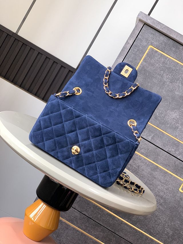 CC original suede calfskin mini flap bag A69900 navy blue