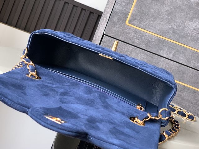 CC original suede calfskin mini flap bag A69900 navy blue