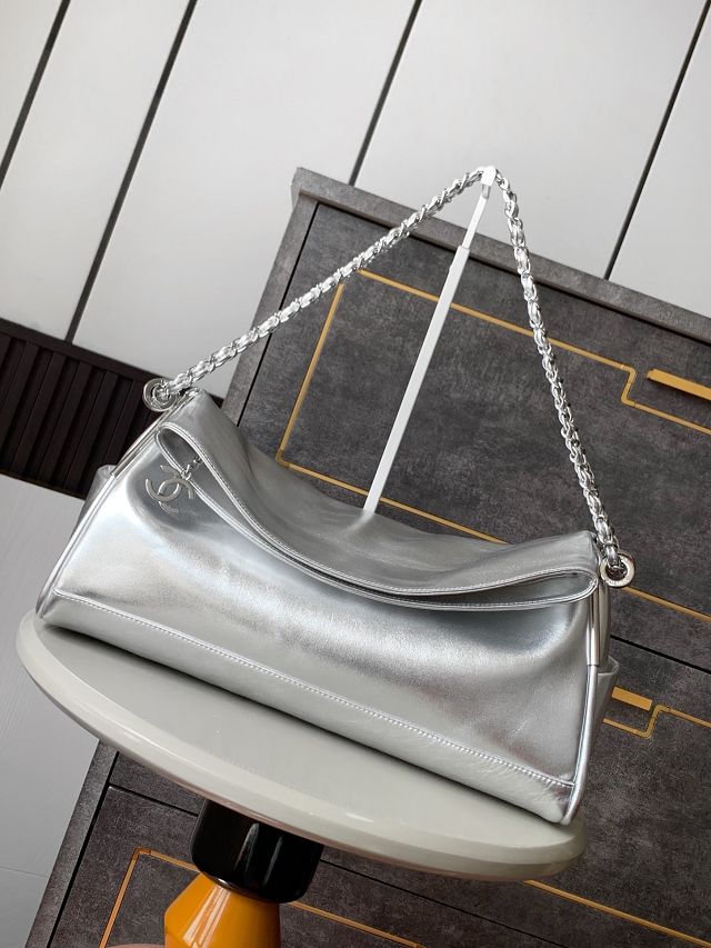 CC original calfskin large hobo bag AS5312 silver