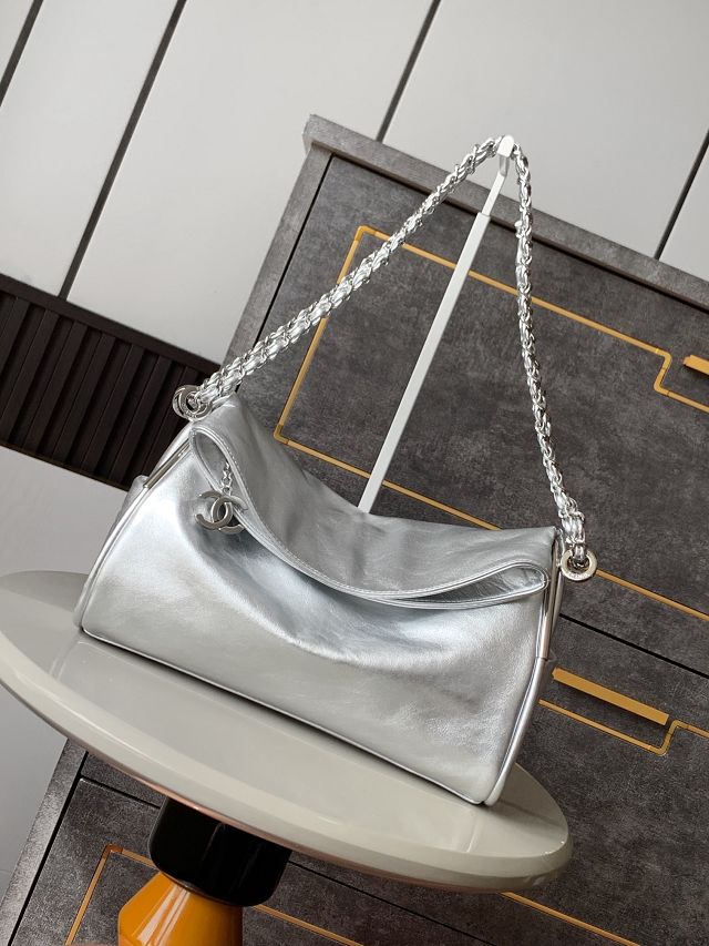 CC original calfskin medium hobo bag AS5313 silver