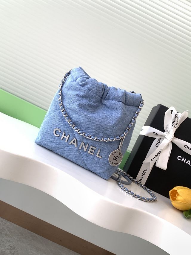 CC original denim 22 mini handbag AS3980 blue