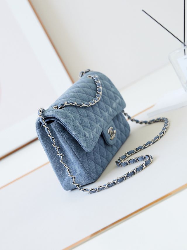 CC original denim medium flap bag A01112 blue