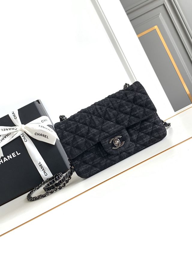 CC original denim mini flap bag A69900 black