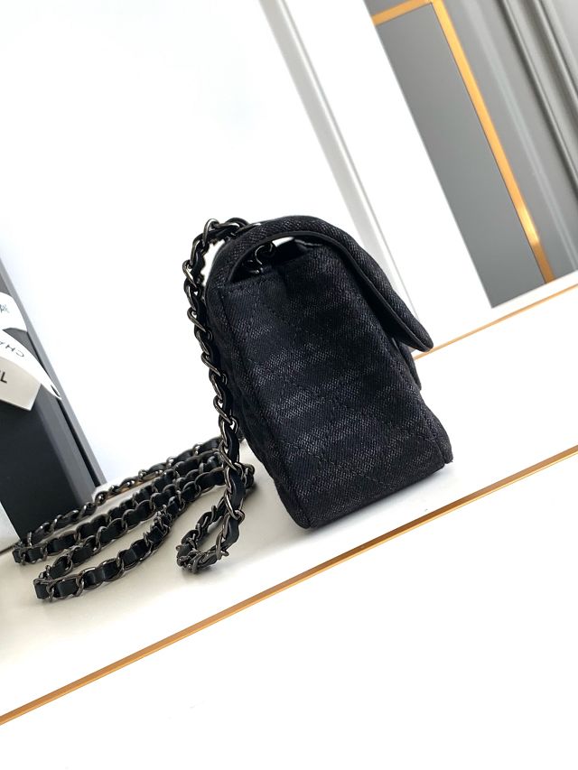 CC original denim mini flap bag A69900 black